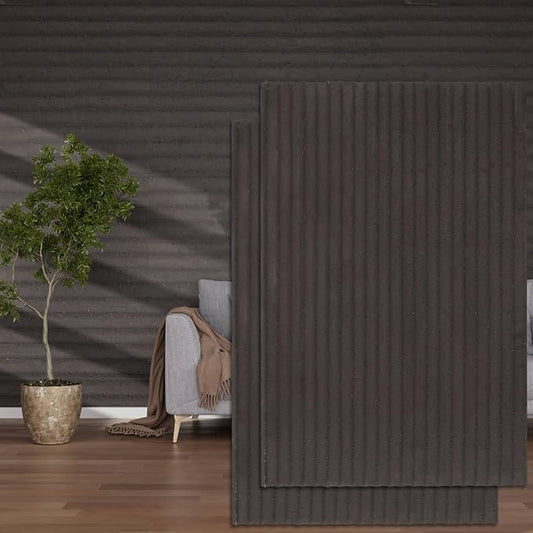 3D Wall Panels - 4PCS 47.2"x23.6" Faux Stone Wall Covering - MCM Modified Clay Material for Home Art, Accent Brick, Modern Exterior/Interior Decoration, Covering 31 sq.ft Texture Black