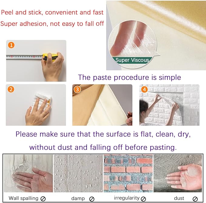 11PCS 3D Wall Panels Peel and Stick Faux Brick Wallpaper Purple Self Adhesive Foam Brick Paneling Faux Stone Wall Panels (11PCS, Purple)