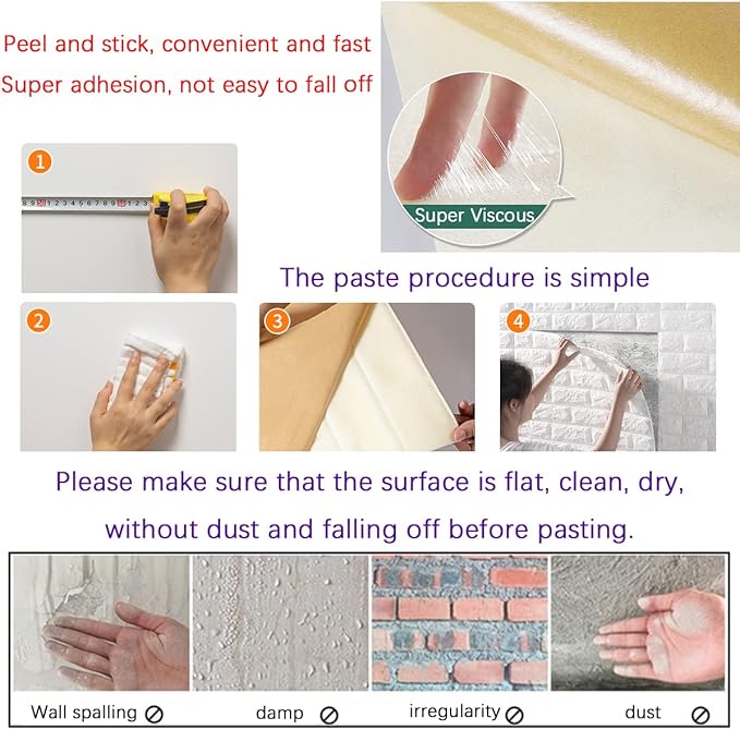 30PCS 3D Wall Panels Peel and Stick Faux Brick Wallpaper White Self Adhesive Foam Brick Paneling Faux Stone Wall Panels (30PCS, White)