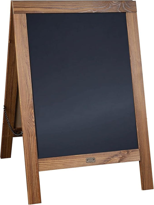A Frame Chalkboard by HBCY Creations: 20x30 Solid Wood A-Frame Sign Rustic Brown Double-Sided Magnetic Board,Chalkboard Menu Board, for Restaurants, Cafés, Weddings - Heavy Duty Hinges