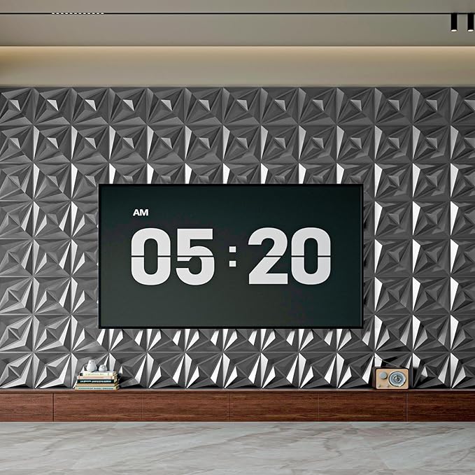 AMZDEPOT 3D Wall Panels for Interior Wall Decor, 3 Layout Options PVC Textured Wall Art Decor for Living Room Bedroom TV Background Gaming Room, 12''x12'', 20 Pcs Silver