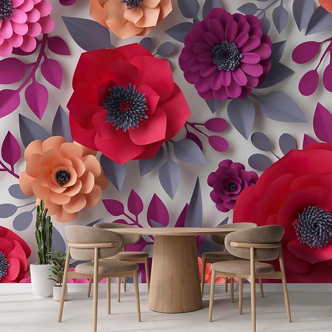 wall26 3D Red Pink Flowers Bridal Bouquet Canvas Art Wall Decor - 66"x96"