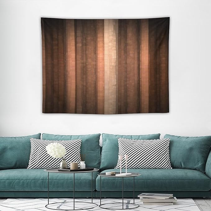 ZhiRain Brown Gradient Tapestry Wall Hanging Cool Glass Texture And Vintage Stripe Art Tapestries Home Decor for Living Room Bedroom Apartment Farmhouse Dorm 30"x40"