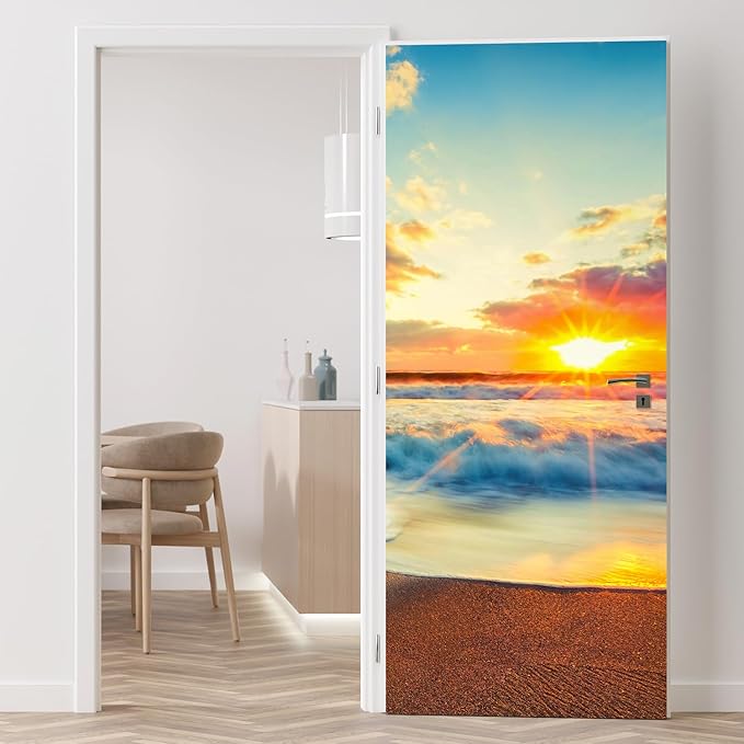 wall26 Beautiful Cloudscape Over The Sea, Sunrise Shot Removable Wall Mural Self-Adhesive Large Wallpaper - 96x96 inches