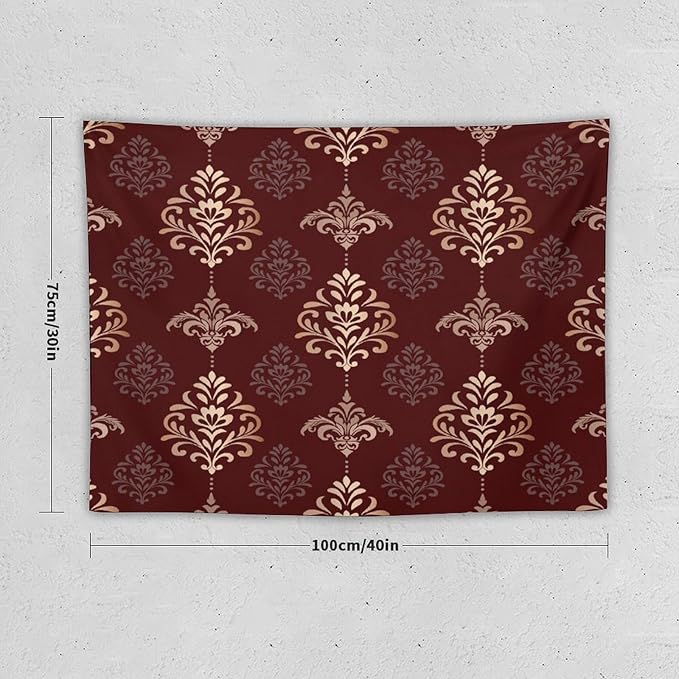 ZhiRain Vintage Damask Floral Tapestry Wall Hanging Oriental Antique Gothic Bohemia Floral Tapestries Home Decor for Living Room Bedroom Farmhouse Apartment Dorm 30"x40"