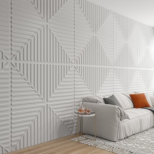 Art3d 12-Pack Drop Ceiling Tiles 2x2 FT, PVC 3D Textured Panels for Interior Wall Decor Living Room Bedroom Office, 24x24 Inch, White