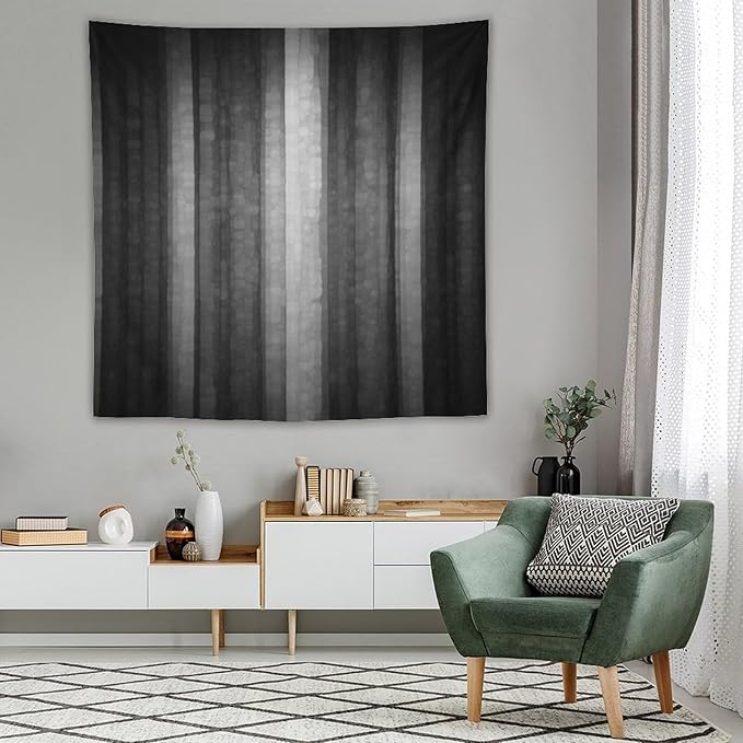 ZhiRain Black Grey Tapestry Wall Hanging Cool Glass Texture Ombre Abstract Modern Elegant Tapestries Home Decor for Living Room Bedroom Apartment Farmhouse Dorm 60"x60"