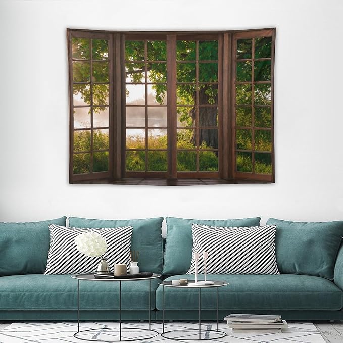 ZhiRain Tree Landscape Tapestry Wall Hanging Green Jungle Trees Nature Scenery Tapestries Home Decor for Living Room Bedroom Apartment Farmhouse Dorm 30"x40"