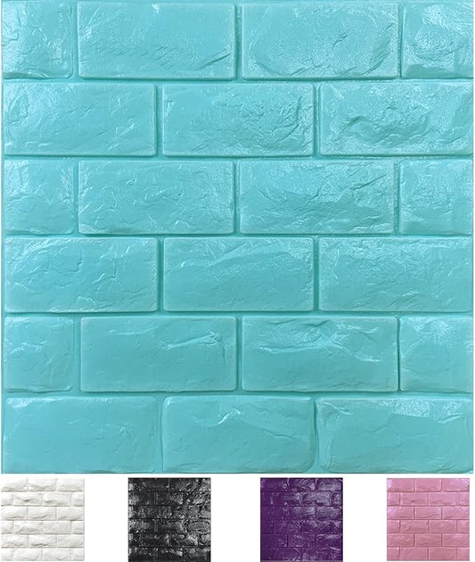 11PCS 3D Wall Panels Peel and Stick Faux Brick Wallpaper Blue Self Adhesive Foam Brick Paneling Faux Stone Wall Panels (11PCS, Blue)