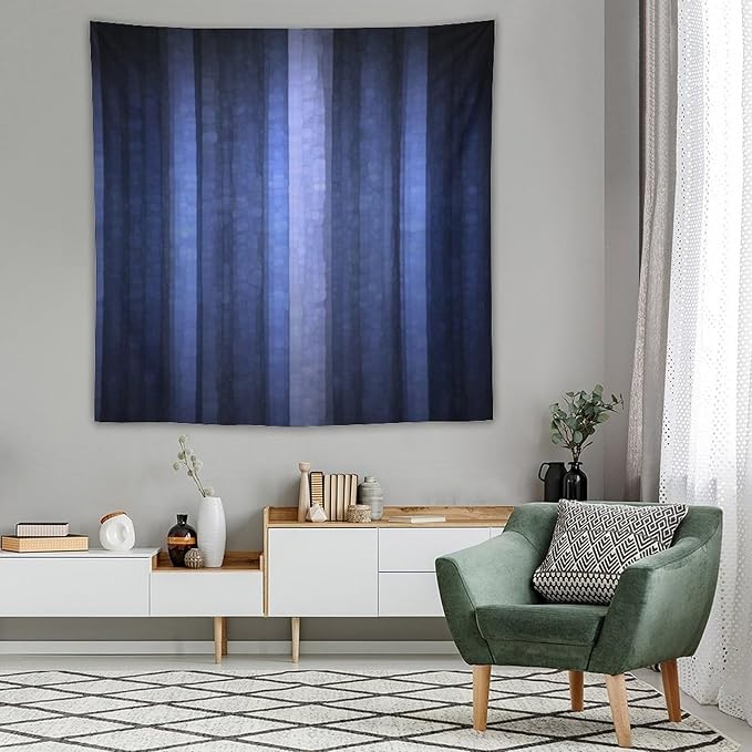 ZhiRain Navy Blue Tapestry Wall Hanging Abstract Modern Navy Blue Cool Glass Texture Ombre Tapestries Home Decor for Living Room Bedroom Apartment Farmhouse Dorm 60"x60"