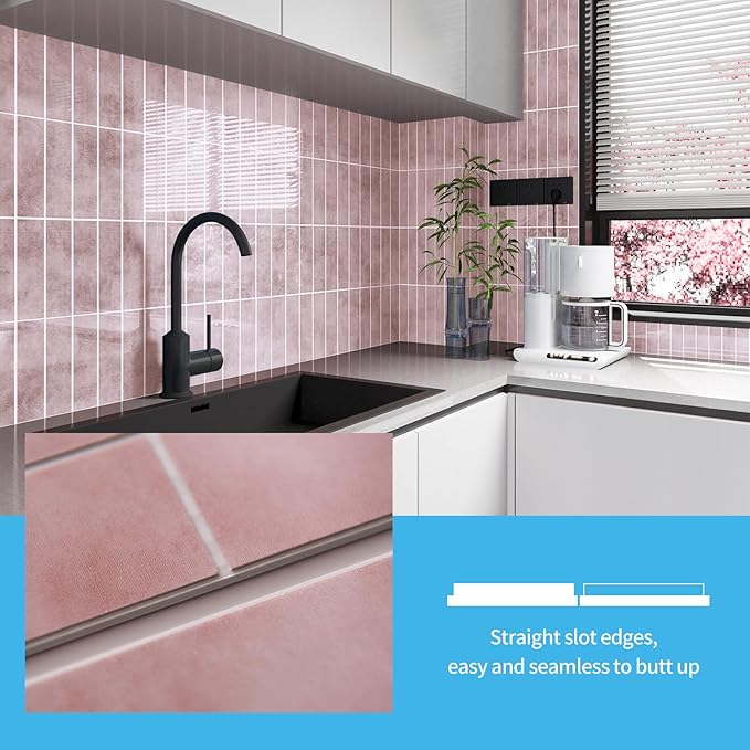 Art3d 10-Sheet Faux Marble Peel and Stick Backsplash Tile for Kitchen Wall Bathroom Countertops, 11.4 inch x 9.1 inch Stick-on Glazed-Ceramic Finish Resist to Water, Heat and Scratches, Pink