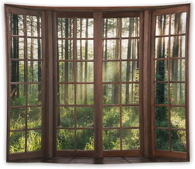 ZhiRain Forest Tree Landscape Tapestry Wall Hanging Nature Sunshine Tree Green Fresh Woodland Scenery Tapestries Home Decor for Living Room Bedroom Apartment Farmhouse Dorm 50"x60"