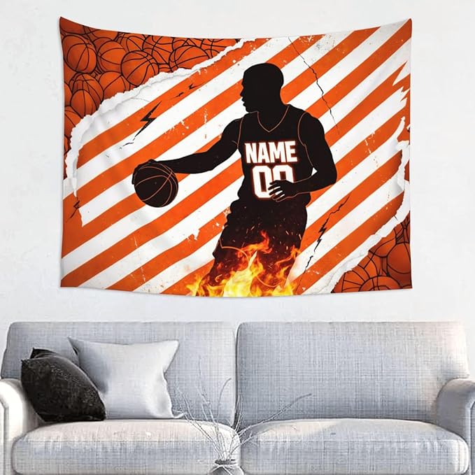 Zufygsni Personalized Sports Theme Wall Tapestry Custom Name With Number Decor For Bedroom Room And Dorm