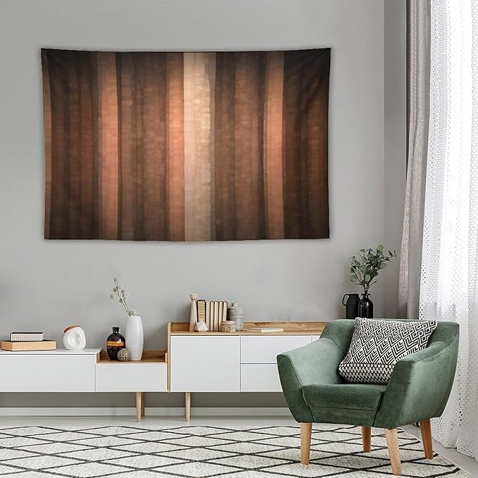 ZhiRain Brown Gradient Tapestry Wall Hanging Cool Glass Texture And Vintage Stripe Art Tapestries Home Decor for Living Room Bedroom Apartment Farmhouse Dorm 40"x60"