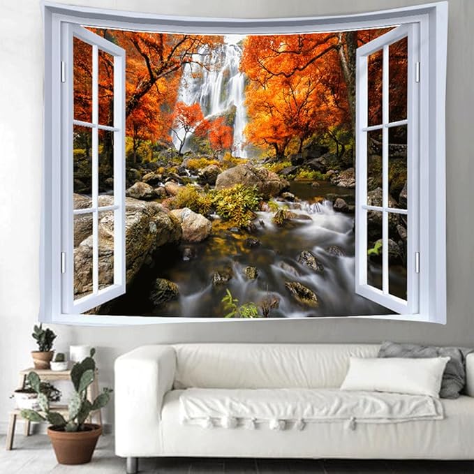 XIUYINHS Nature Forest Tapestry,Scenery Wall Mountain Tree Tapestry,for Home Office Dorm Indoor and Outdoor Decoration Large Size 59"(W) x59(L) GTCH(43)