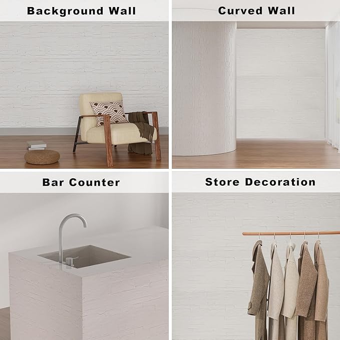 3D Wall Panels - 1PCS 7.9"x11.8" Faux Stone Wall Covering - MCM Modified Clay Material for Home Art, Accent Brick, Modern Exterior/Interior Decoration, Sample-Reef White