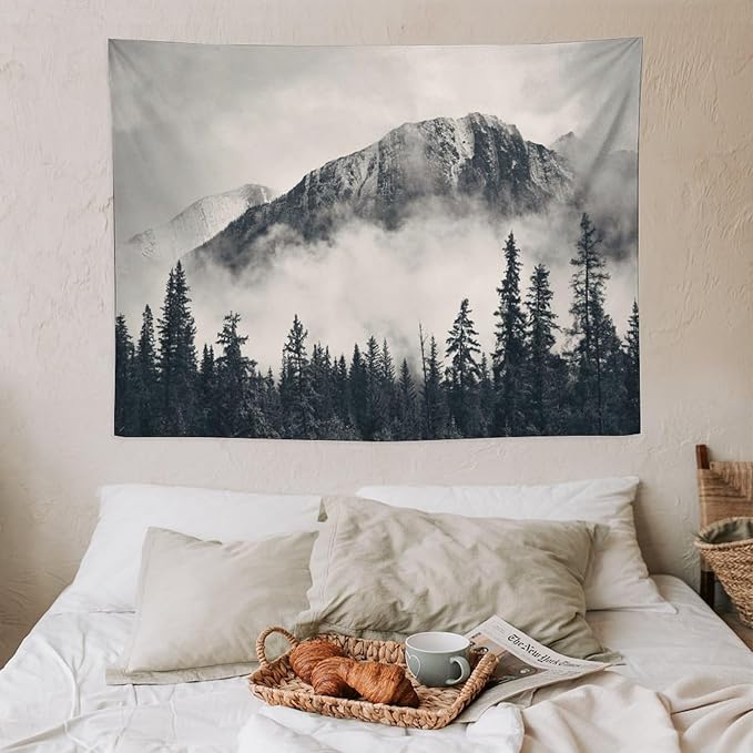 ZhiRain National Parks Tapestry Wall Hanging Canadian Smokey Mountain Cliff Outdoors Scenery Tapestries Home Decor for Living Room Bedroom Apartment Farmhouse Dorm 30"x40"