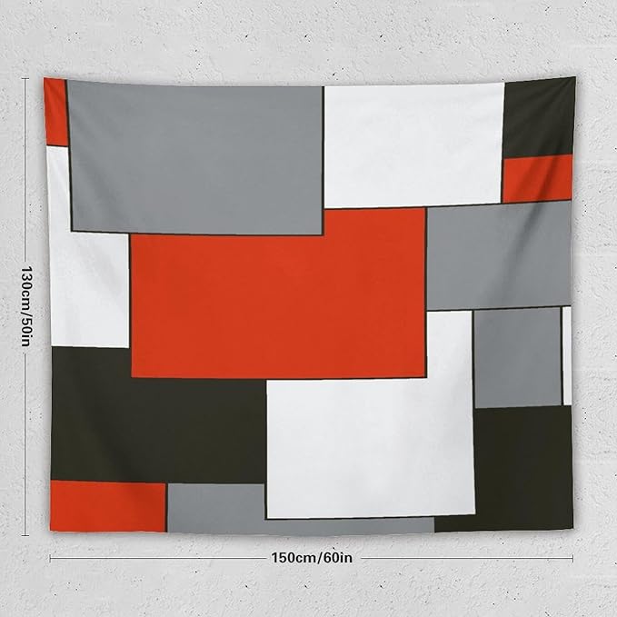 ZhiRain Red Tapestry Wall Hanging Modern Black And Gray Tapestries Home Decor for Living Room Bedroom Farmhouse Apartment Dorm 50"x60"
