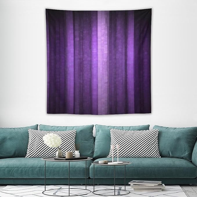 ZhiRain Purple Striped Tapestry Wall Hanging Abstract Mosaic Glass Texture And Dark Stripe Modern Neon Purple Art Tapestries Home Decor for Living Room Bedroom Apartment Farmhouse 60"x60"