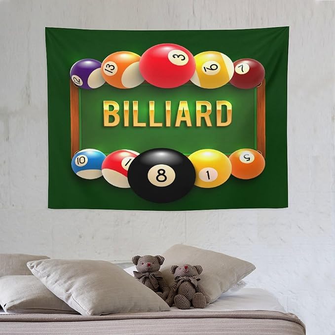 ZhiRain Snooker Billiards Tapestry Wall Hanging Modern Sports Theme Billiard Eight Ball Tapestries Home Decor for Living Room Bedroom Farmhouse Apartment Dorm 30"x40"