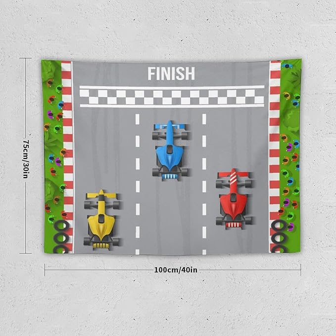 ZhiRain Youth Race Car Tapestry Wall Hanging Cartoon Racing Car Track Formula Racer Extreme Speed Sports Tapestries Home Decor for Living Room Bedroom Apartment Farmhouse Dorm 30"x40"