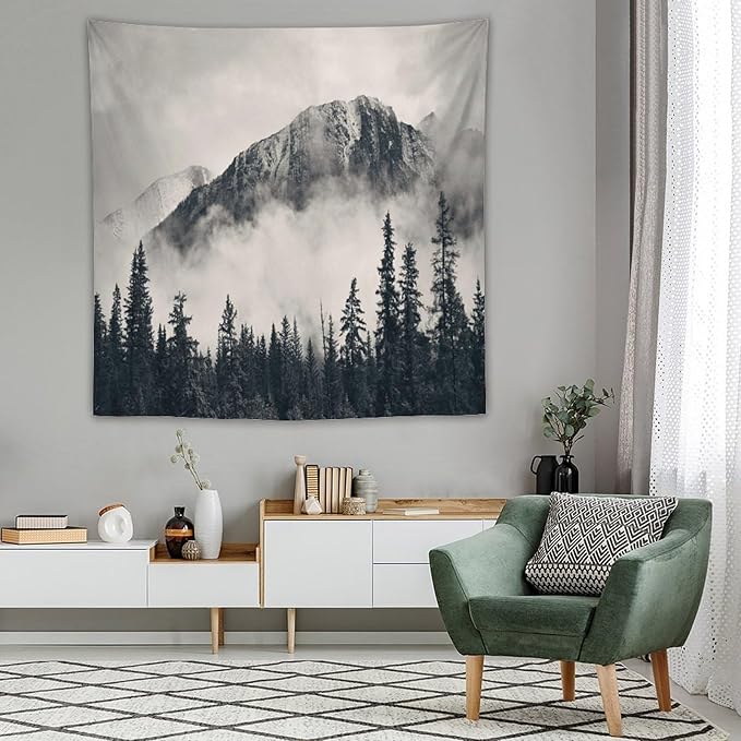 ZhiRain National Parks Tapestry Wall Hanging Canadian Smokey Mountain Cliff Outdoors Scenery Tapestries Home Decor for Living Room Bedroom Apartment Farmhouse Dorm 60"x60"