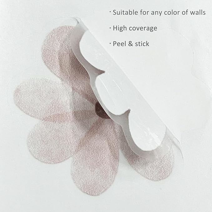 YouRfocus Daisy Wall Decals | 42 PCS Boho Flower Stickers for Girls' Rooms, Playrooms, and Nurseries | Dual Layer Print for High Coverage | Removable Peel and Stick Wall Decor (Pink-B) | 6 Sheets