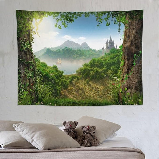 ZhiRain Fantasy Forest Tapestry Wall Hanging Beautiful Enchanting Fairy Tale Woodland Tapestries Home Decor for Living Room Bedroom Farmhouse Apartment Dorm 60"x80"