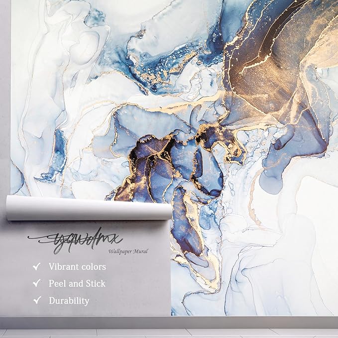 YQWDMX - Gray and Gold Marble Peel and Stick Wallpaper Abstract Mural for Bedroom ZY05 L