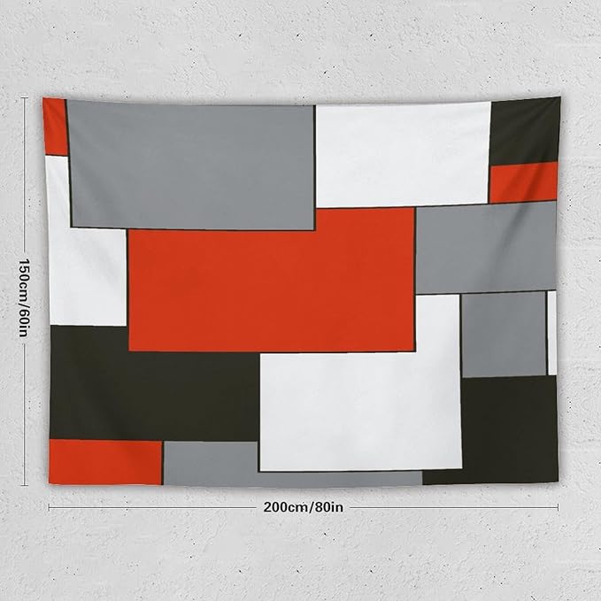ZhiRain Red Tapestry Wall Hanging Modern Black And Gray Tapestries Home Decor for Living Room Bedroom Farmhouse Apartment Dorm 60"x80"