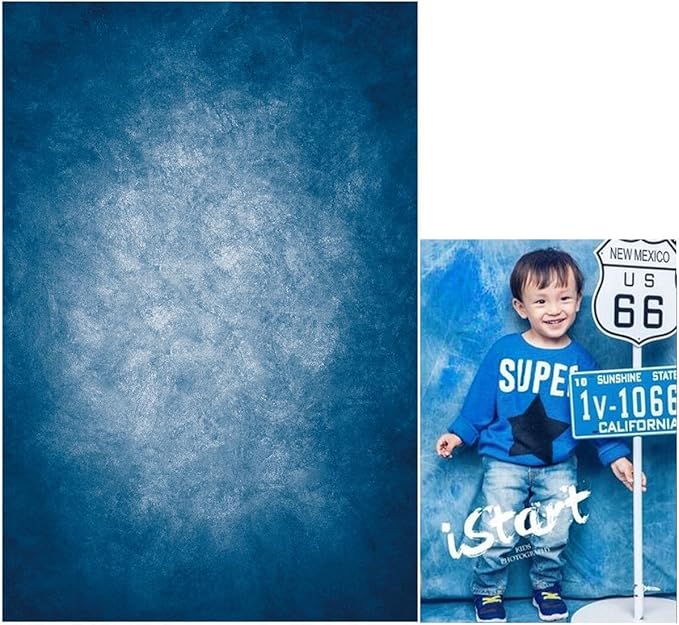 3x5ft Dark Blue Gradient Portrait Photo Backdrops Bright Center Abstract Photography Backdrop for Studio Photo Booth Prop Banner Decor Background