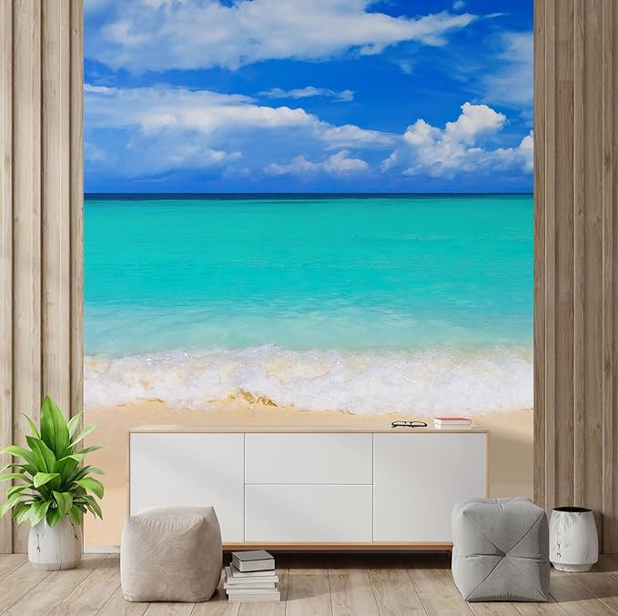 wall26 Word Paradise on Beach Concept Travel Background - Removable Wall Mural Self-Adhesive Large Wallpaper - 120x96 inches