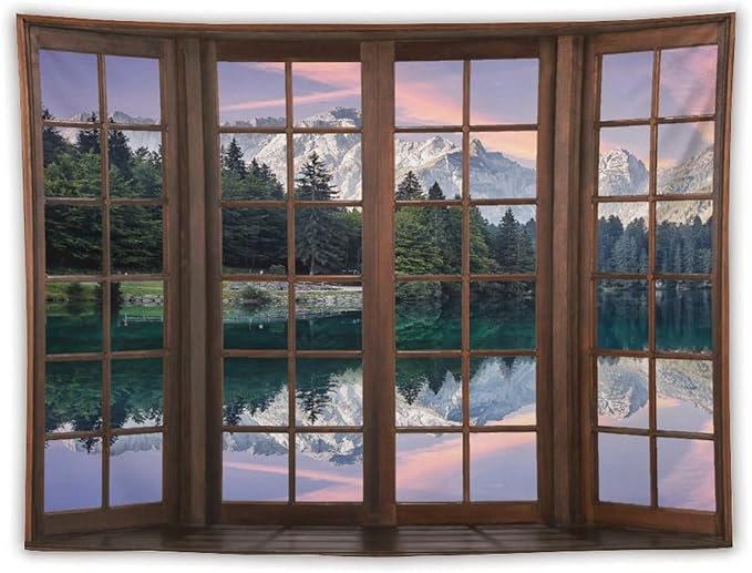 ZhiRain Beautiful Highlands Landscape Tapestry Wall Hanging Mountains Lake Colorful Sky Sunny Day Sunset Tapestries Home Decor for Living Room Bedroom Apartment Farmhouse Dorm 60"x80"