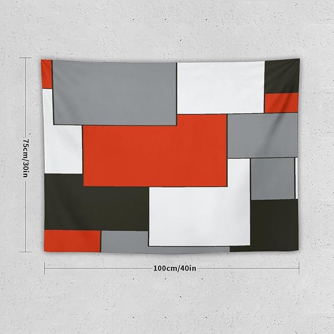 ZhiRain Red Tapestry Wall Hanging Modern Black And Gray Tapestries Home Decor for Living Room Bedroom Farmhouse Apartment Dorm 30"x40"