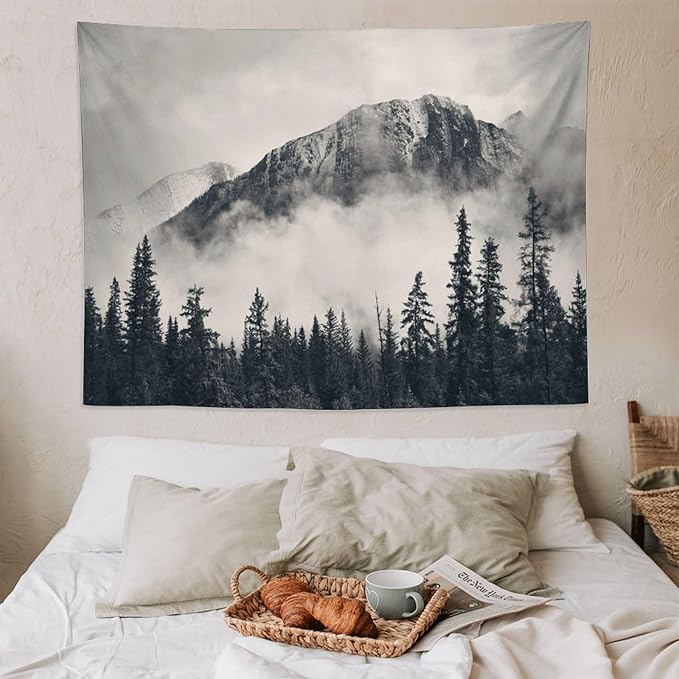 ZhiRain National Parks Tapestry Wall Hanging Canadian Smokey Mountain Cliff Outdoors Scenery Tapestries Home Decor for Living Room Bedroom Apartment Farmhouse Dorm 60"x80"