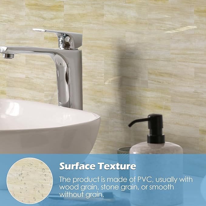 20-Pack Peel and Stick Tile Backsplash 12"X12" PVC Wall Tiles, Stick on Backsplash for Kitchen, Bathroom Tile, Fireplace Décor, Laundry Table, Stair Decals in Light Orange