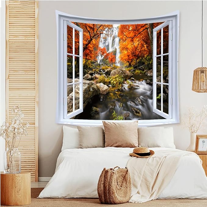 XIUYINHS Nature Forest Tapestry,Scenery Wall Mountain Tree Tapestry,for Home Office Dorm Indoor and Outdoor Decoration Large Size 59"(W) x59(L) GTCH(43)