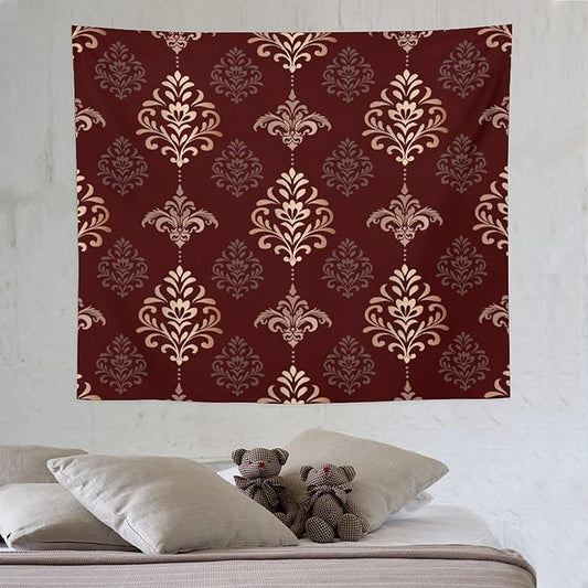 ZhiRain Vintage Damask Floral Tapestry Wall Hanging Oriental Antique Gothic Bohemia Floral Tapestries Home Decor for Living Room Bedroom Farmhouse Apartment Dorm 50"x60"