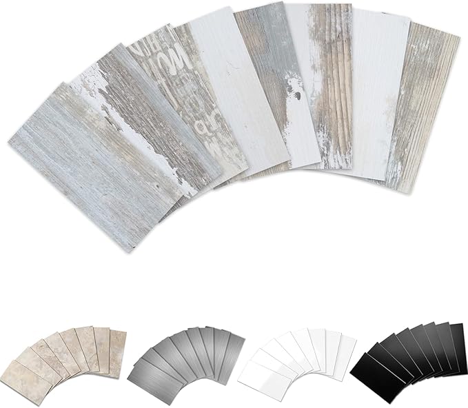 Yipscazo Peel and Stick backsplash 3 x 6 Inches 3D PVC Composite Wall Tile Stick on Backsplash Tile for Kitchen Bathroom, Laundry Room, Fireplace(Vintage Wood Grain, 160 Pieces)