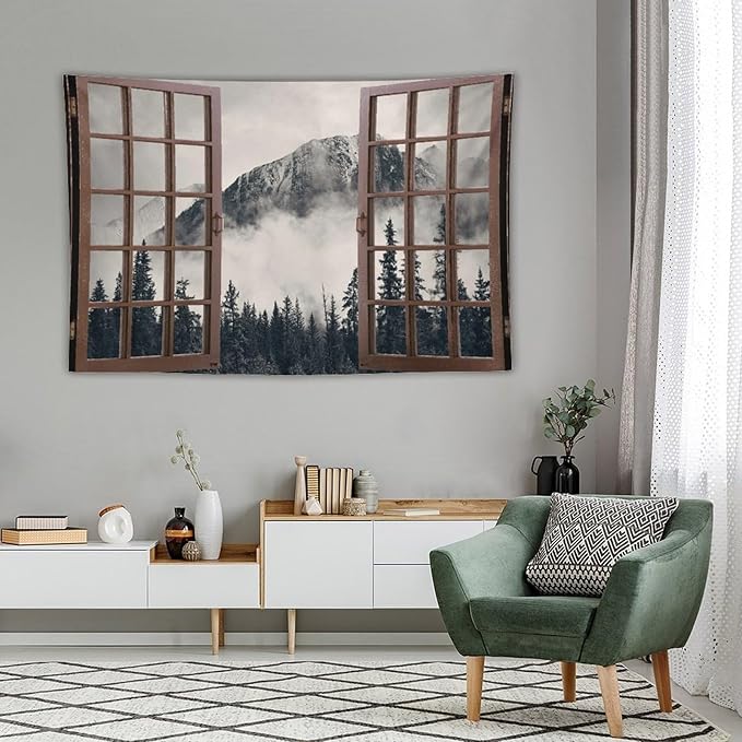 ZhiRain National Parks Landscape Tapestry Wall Hanging Canadian Smokey Mountain Cliff Outdoors Scenery Tapestries Home Decor for Living Room Bedroom Apartment Farmhouse Dorm 60"x90"