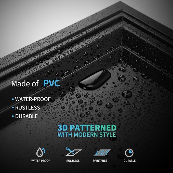 Art3d 12-Pack Drop Relief Ceiling Tiles for Home, Office & Commercial Space, 24 x 24in PVC Waterproof 3D Wall Panels Cover 48 Sq. Ft, Black