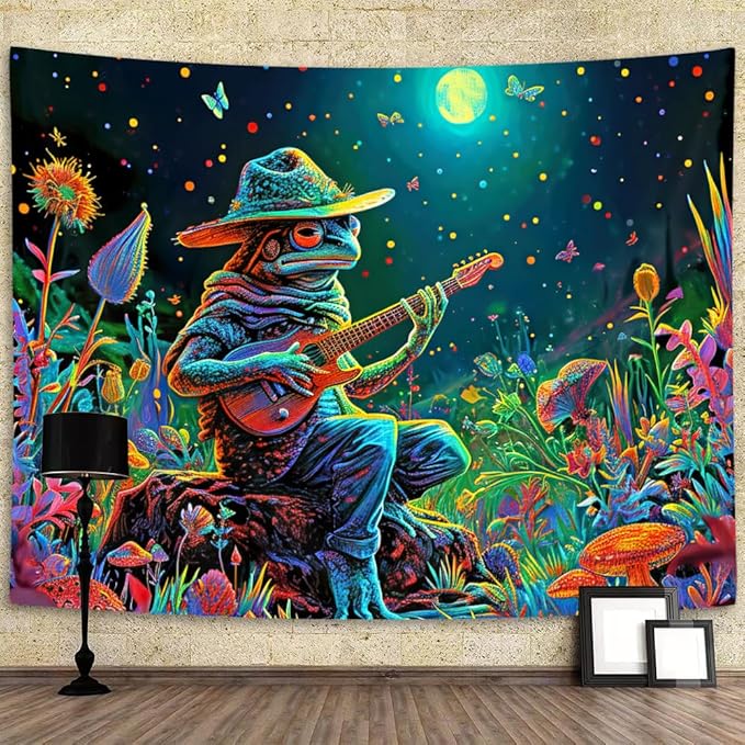 YDIDIAN Trippy Psychedelic Frog Tapestry, Medieval Fantasy Animals Tapestry, Wall Decor Tapestry Wall Hanging for Home College Dorm Living Room, Panels 70 x 60IN