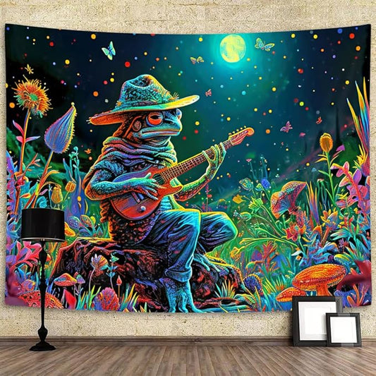 YDIDIAN Trippy Psychedelic Frog Wall Decor, Medieval Fantasy Animals Tapestry, Wall Hanging for Home College Dorm Living Room, Panels 40 x 30IN