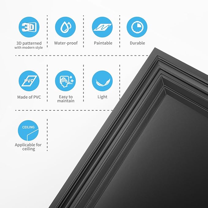 Art3d 24-Pack Drop Relief Ceiling Tiles for Home, Office & Commercial Space, 24 x 24in PVC Waterproof 3D Wall Panels Cover 96 Sq. Ft, Black