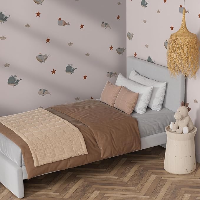 Whale Wall Decals for Nursery – 18 Decals, Ocean Theme Removable Stickers for Kids Room, Sea Animal Baby Room Decor, Reusable Wall Stickers for Furniture & Glass (6 Sheets)