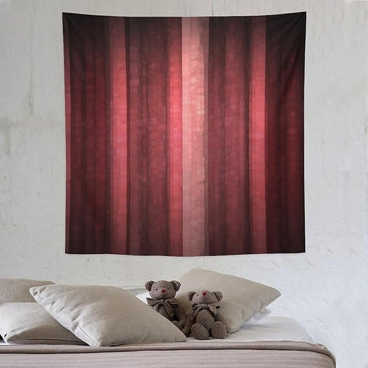 ZhiRain Red Striped Tapestry Wall Hanging Burgundy Marron Modern Vintage Abstract Mosaic Glass Texture And Dark Stripe Tapestries Home Decor for Living Room Bedroom Apartment Farmhouse 60"x60"