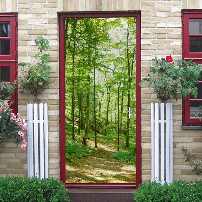 3D Peel and Stick Murals - Forest Self-Adhesive Wallpaper Decals Removable PVC Waterproof Bedroom & Living Room Door Wall Decoration 35.4 x 78.7 inch