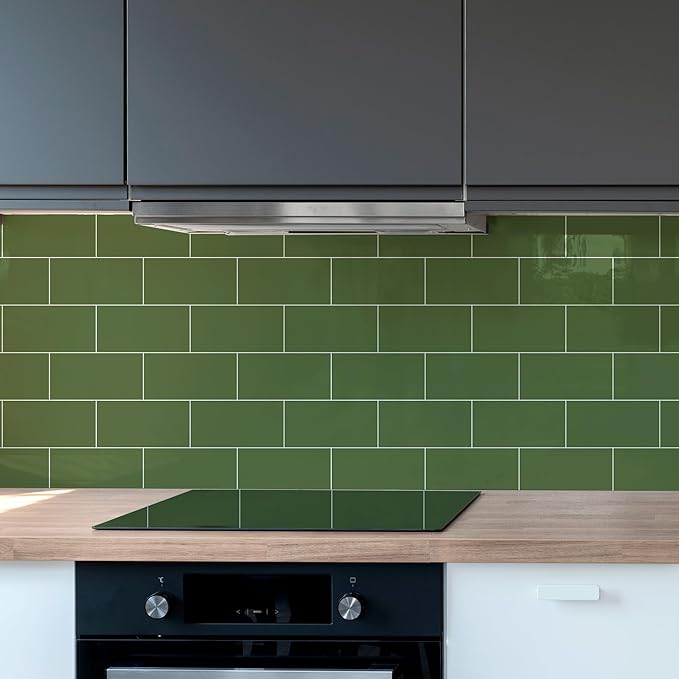 Yipscazo Peel and Stick backsplash 3 x 6 Inches 3D PVC Composite Wall Tile Stick on Backsplash Tile for Kitchen Bathroom, Laundry Room, Fireplace(Polished Marble Green, 2 Pieces)