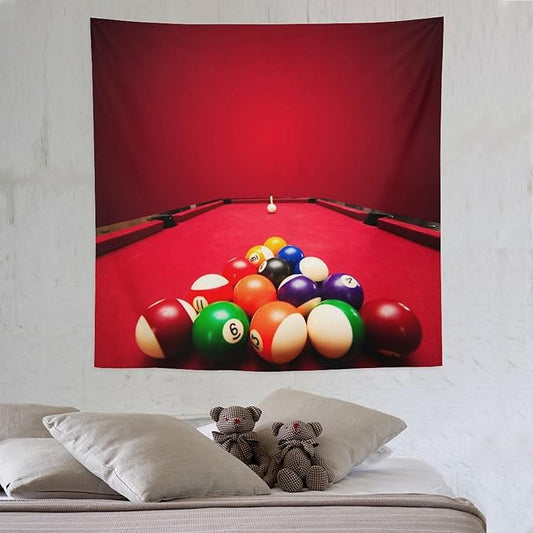ZhiRain Billiard Tapestry Wall Hanging Recreational Indoor Billiards Game Printed Tapestries Home Decor for Living Room Bedroom Farmhouse Apartment Dorm 60"x60"