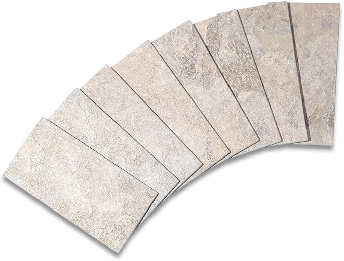 Yipscazo Peel and Stick backsplash 3 x 6 Inches 3D PVC Composite Wall Tile Stick on Backsplash Tile for Kitchen Bathroom, Laundry Room, Fireplace(Beige Stone Texture, 32 Pieces)